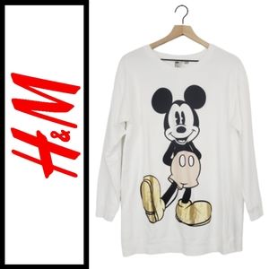 ♡H&M White Mickey Mouse Long Sweatshirt♡
